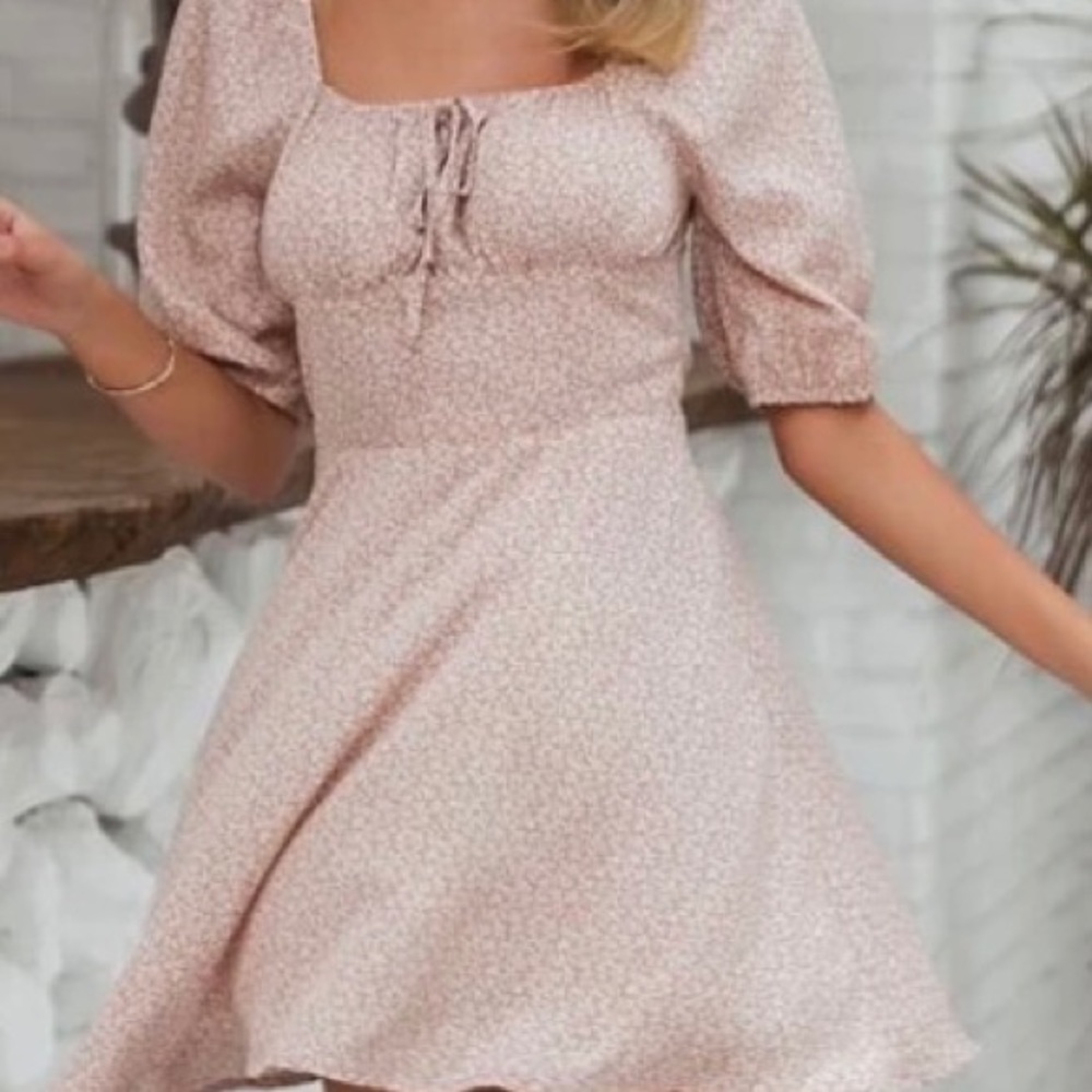 Tie Front Ditsy Floral Print Milkmaid Dress